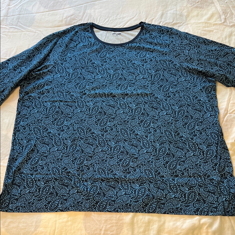 Lands' End Women’s Navy Paisley Long Sleeve Tunic Tee